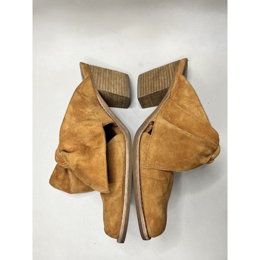 Jeffrey Campbell Cyrus Suede Bow Top Mules Size 9 Mustard Yellow - Picture 6 of 15